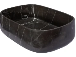 Discount Rounded Rectangular Vessel Sink in Nero Marquino Marble Above Counter / Vessel Sinks