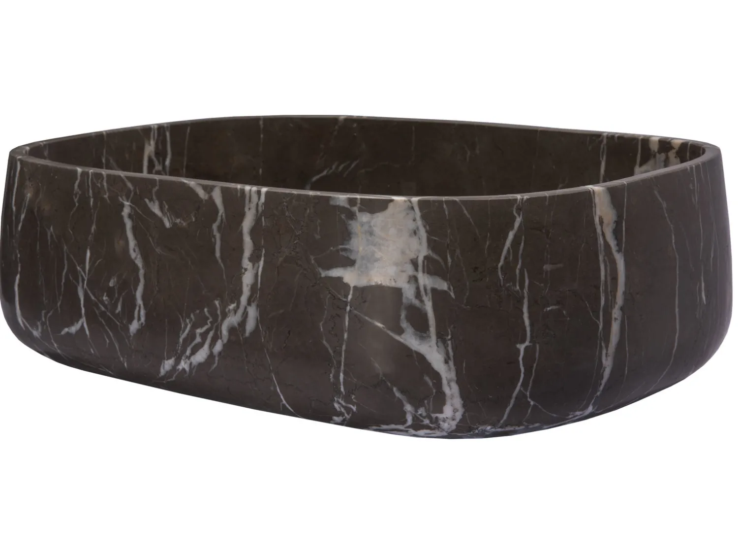 Outlet Rounded Rectangular Vessel Sink in Pietra Grey Marble Above Counter / Vessel Sinks