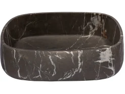 Outlet Rounded Rectangular Vessel Sink in Pietra Grey Marble Above Counter / Vessel Sinks