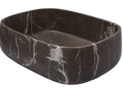 Outlet Rounded Rectangular Vessel Sink in Pietra Grey Marble Above Counter / Vessel Sinks