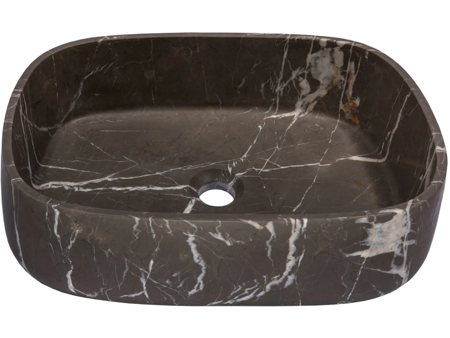 Outlet Rounded Rectangular Vessel Sink in Pietra Grey Marble Above Counter / Vessel Sinks