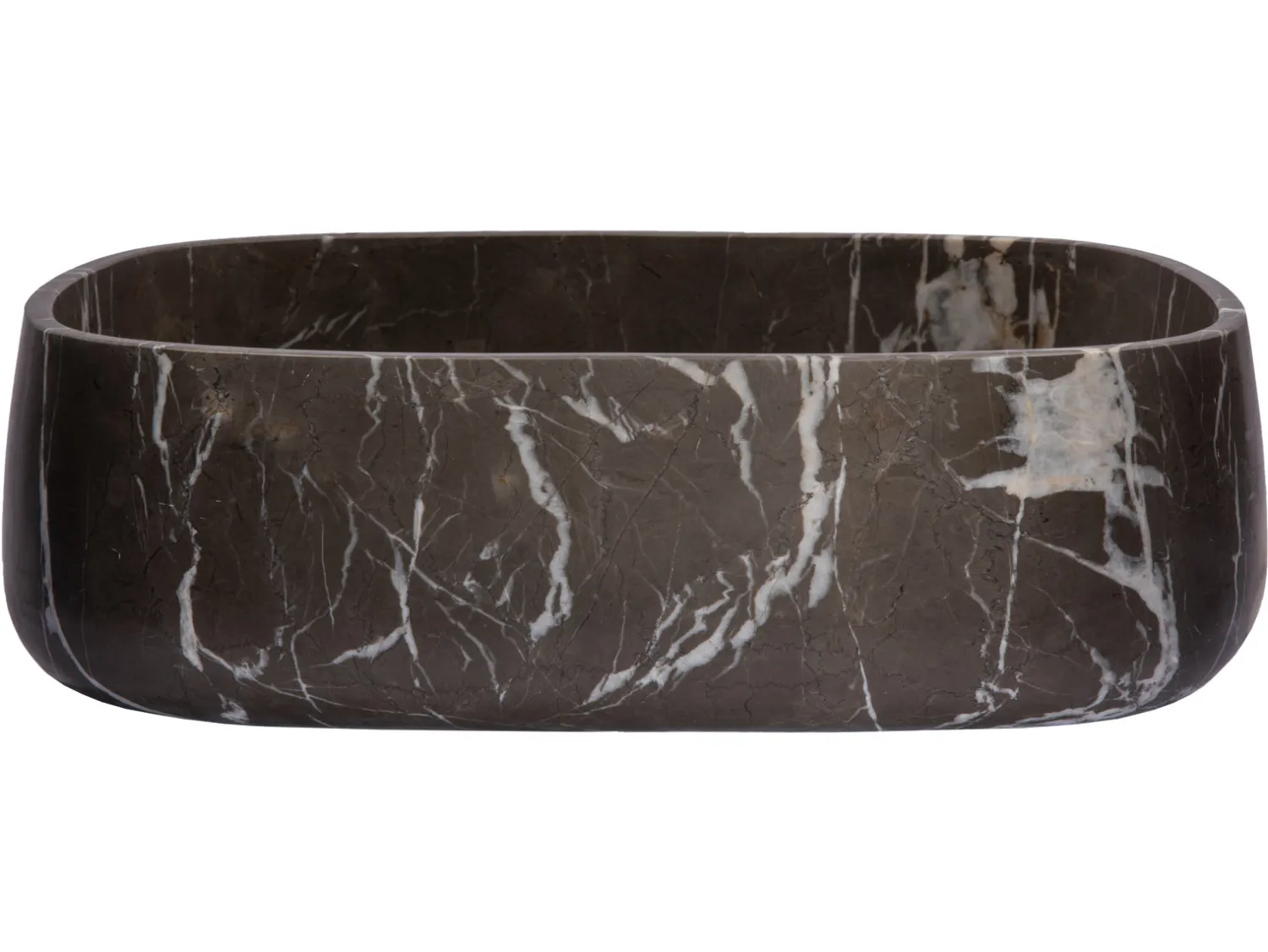 Outlet Rounded Rectangular Vessel Sink in Pietra Grey Marble Above Counter / Vessel Sinks