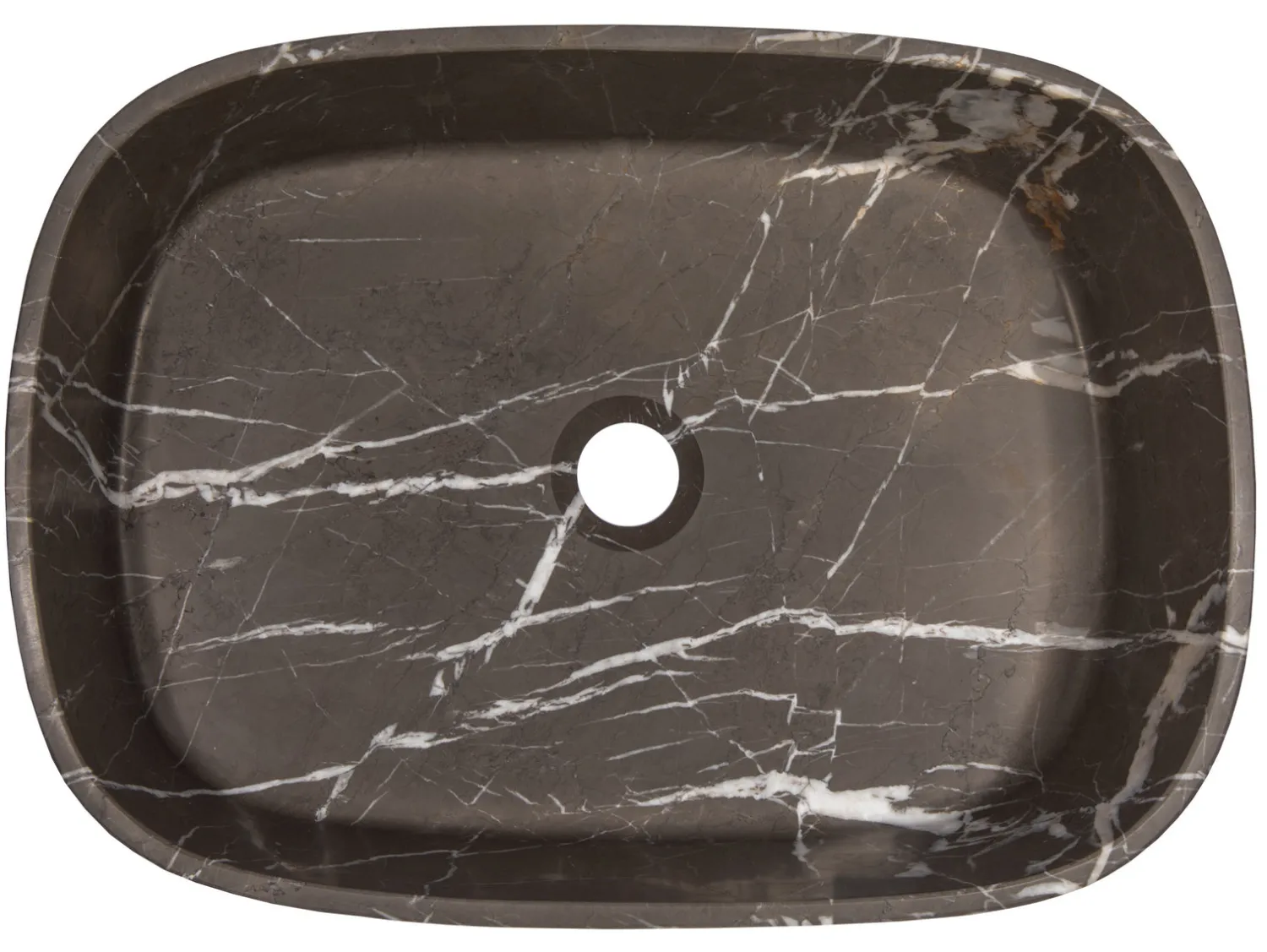 Outlet Rounded Rectangular Vessel Sink in Pietra Grey Marble Above Counter / Vessel Sinks