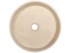 Hot Rounded Vessel Sink in Beige Marble Above Counter / Vessel Sinks
