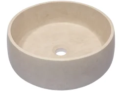 Hot Rounded Vessel Sink in Beige Marble Above Counter / Vessel Sinks