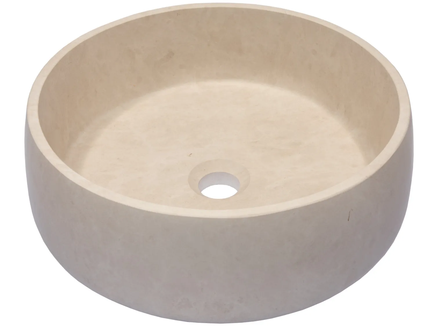 Hot Rounded Vessel Sink in Beige Marble Above Counter / Vessel Sinks