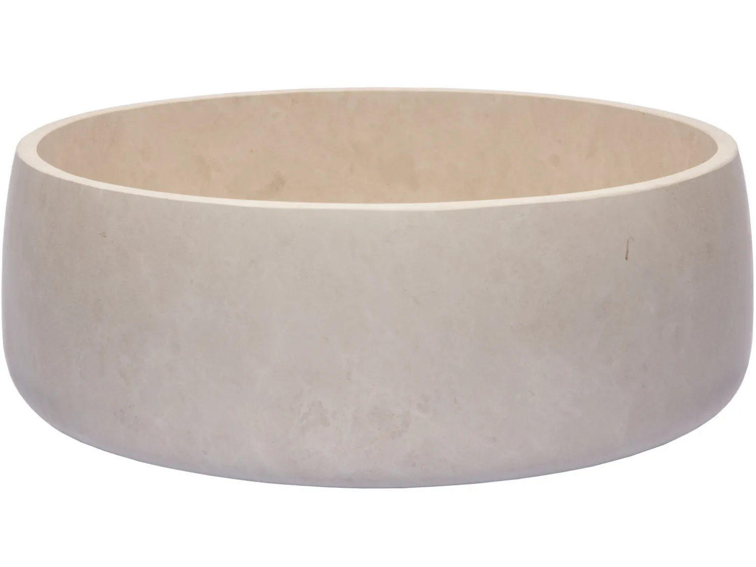 Hot Rounded Vessel Sink in Beige Marble Above Counter / Vessel Sinks