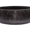 Online Rounded Vessel Sink in Nero Marquino Marble Above Counter / Vessel Sinks