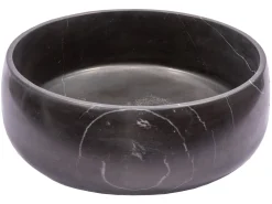 Online Rounded Vessel Sink in Nero Marquino Marble Above Counter / Vessel Sinks