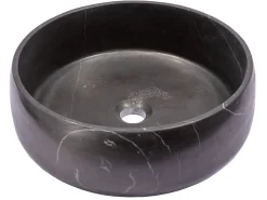 Online Rounded Vessel Sink in Nero Marquino Marble Above Counter / Vessel Sinks