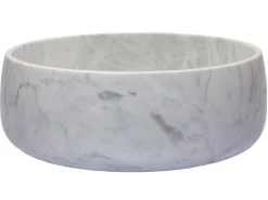 Best Rounded Vessel Sink in White Carrara Marble Above Counter / Vessel Sinks