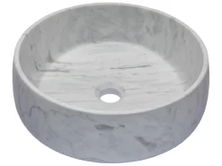 Best Rounded Vessel Sink in White Carrara Marble Above Counter / Vessel Sinks