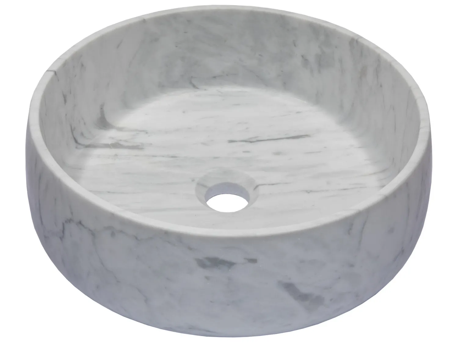 Best Rounded Vessel Sink in White Carrara Marble Above Counter / Vessel Sinks