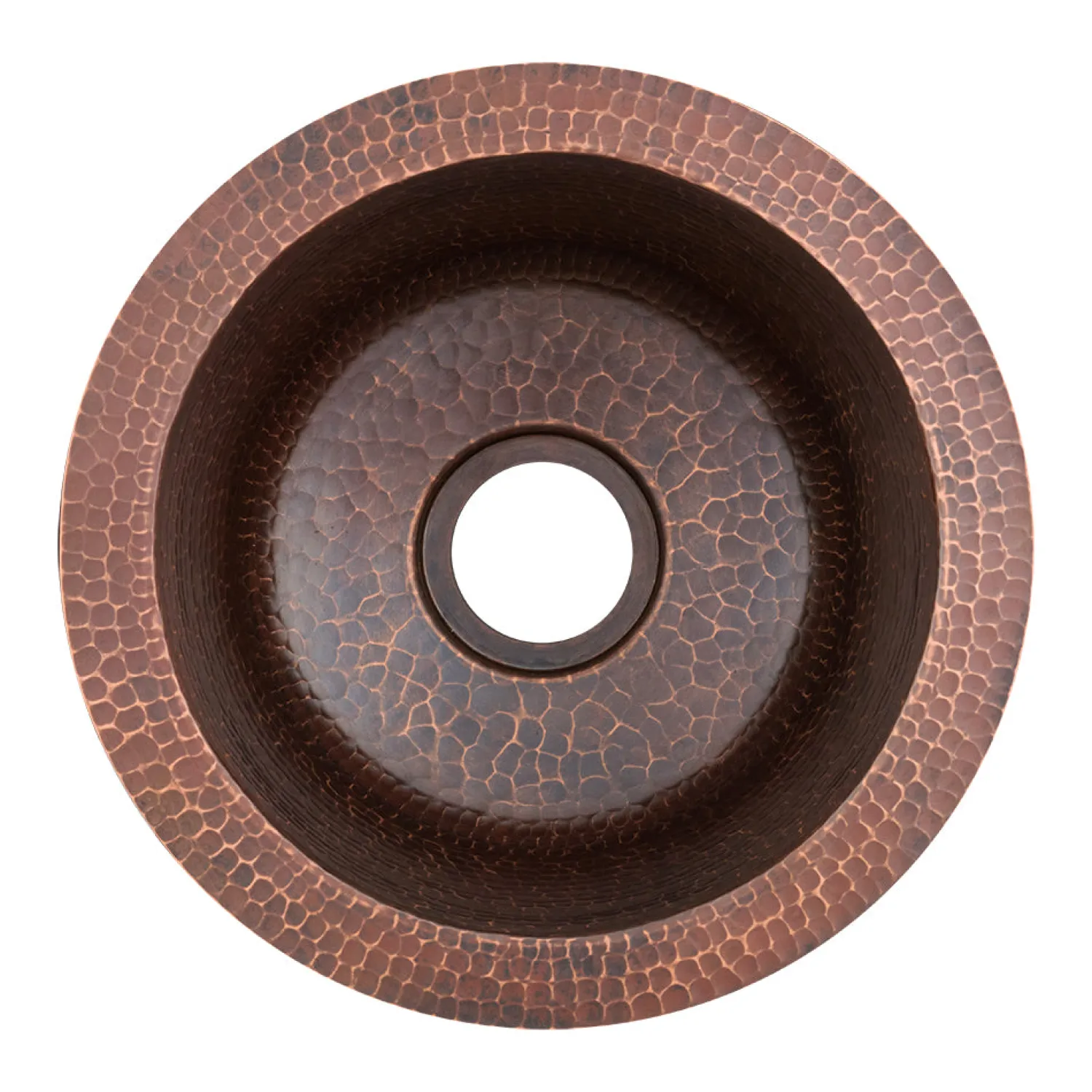 10" Round Hammered Copper Bar Sink with 2" Drain Opening Bar / Prep Sinks