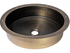 Clearance 15" Round Stainless Steel Undermount Bathroom Sink with Drain in Antique Gold Undermount|Stainless Steel Sinks