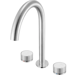 Sale Athena Stone Marble Inlay Fluted Widespread Bathroom Faucet in Brushed Nickel 8" Widespread