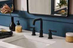 Best Barolo Two Handle Widespread Art Deco Modern Luxury Bathroom Faucet in Matte Black- RVF5236MB 8" Widespread