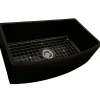 Outlet 33" Black Fireclay Bow-Front Farmhouse Kitchen Sink Single Bowl Sinks|Apron Front / Farmhouse Sinks