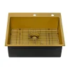 Hot 25" Brass Matte Gold Single Bowl Topmount Kitchen Sink Gunmetal, Brass, & Gold