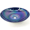 Hot Celestial Blue Glass Art Vessel Bathroom Sink Above Counter / Vessel Sinks