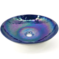 Hot Celestial Blue Glass Art Vessel Bathroom Sink Above Counter / Vessel Sinks
