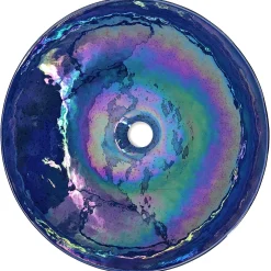 Hot Celestial Blue Glass Art Vessel Bathroom Sink Above Counter / Vessel Sinks
