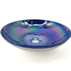 Hot Celestial Blue Glass Art Vessel Bathroom Sink Above Counter / Vessel Sinks