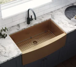 Best 33" Copper Tone Matte Bronze Apron Front Stainless Steel Kitchen Sink Stainless Steel Sinks|Gunmetal, Brass, & Gold