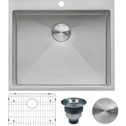 12" Deep Small Radius Topmount 25" x 22" Laundry Sink Drop-In / Top Mount Sinks|Stainless Steel Sinks