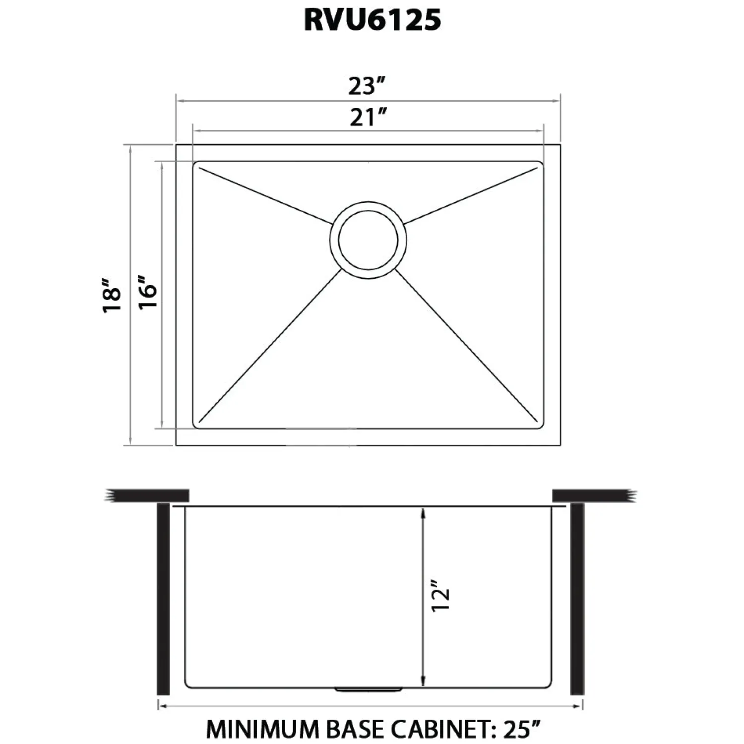 Clearance 12" Deep Small Radius 23" Undermount Laundry Sink Stainless Steel Sinks|Single Bowl Sinks