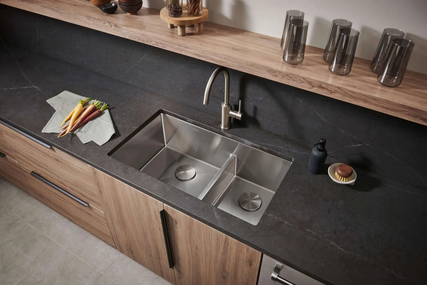 Outlet 36" Double Bowl Kitchen Sink with Low Divder Stainless Steel Sinks|Double Bowl Sinks