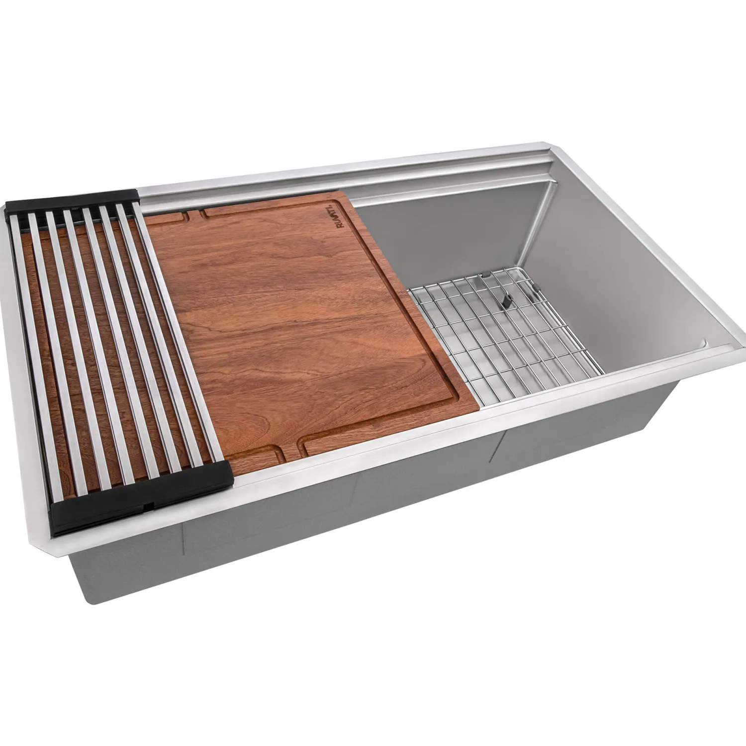 Outlet 33" Double Ledge Small Radius Stainless Steel Workstation Kitchen Sink Workstation Sinks|Stainless Steel Sinks