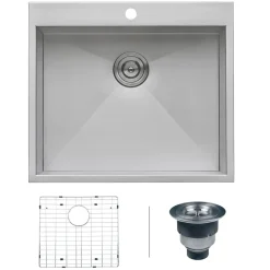 25" Drop-in Topmount 16 Gauge Stainless Steel Single Bowl Kitchen Sink Drop-In / Top Mount Sinks|Stainless Steel Sinks