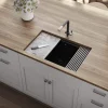 Best 30" Dual Mount Composite Workstation Kitchen Sink in Black Drop-In / Top Mount Sinks|Single Bowl Sinks