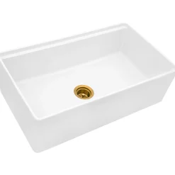 Clearance Extended Garbage Disposal Flange Basket and Stopper in Brushed Gold Sink Drains, Disposer Flanges & Air Gaps|Garbage Disposals & Parts