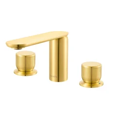 Best Fabio Two Handle Widespread Textured Luxury Knob Bathroom Faucet in Brushed Gold - RVF5235SG 8" Widespread