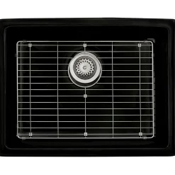 Hot 24" Fireclay Undermount / Topmount Single Bowl Kitchen Sink in Gloss Black Single Bowl Sinks|Undermount Sinks