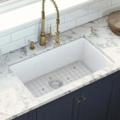 Clearance 30" Fireclay Undermount / Topmount Single Bowl Kitchen Sink in White Single Bowl Sinks|Undermount Sinks