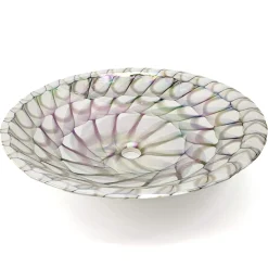 Hot 20" Glass Art Drop In Round Decorative Pattern Bathroom Sink - Nautilus Brown Above Counter / Vessel Sinks