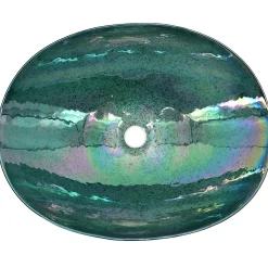 Discount 19" Glass Art Vessel Seashell Decorative Pattern Bathroom Sink - Seafoam Green Above Counter / Vessel Sinks