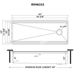Online 45" Gunmetal Stainless Steel Workstation Two-Tiered Ledge Undermount Kitchen Sink Undermount Sinks|Stainless Steel Sinks