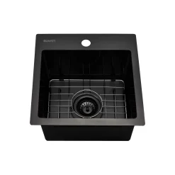 Discount 15" Gunmetal Stainless Topmount Bar Prep Sink Gunmetal, Brass, & Gold|Bar / Prep Sinks