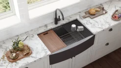 Outlet 33" Gunmetal Workstation Apron Front Stainless Steel Kitchen Sink Single Bowl Sinks|Stainless Steel Sinks