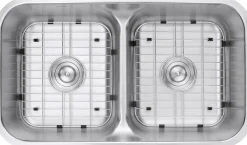Hot 32" Low-Divide 50/50 Double Bowl Undermount 16 Gauge Stainless Steel Kitchen Sink Stainless Steel Sinks|Double Bowl Sinks