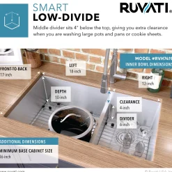 Outlet Low-Divide Undermount Tight Radius 60/40 Double Bowl 16 Gauge Stainless Steel Kitchen Sink Stainless Steel Sinks|Double Bowl Sinks