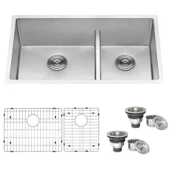 Outlet Low-Divide Undermount Tight Radius 60/40 Double Bowl 16 Gauge Stainless Steel Kitchen Sink Stainless Steel Sinks|Double Bowl Sinks