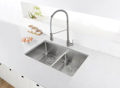 Outlet Low-Divide Undermount Tight Radius 60/40 Double Bowl 16 Gauge Stainless Steel Kitchen Sink Stainless Steel Sinks|Double Bowl Sinks