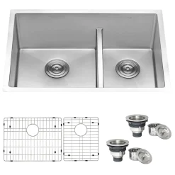 Outlet Low-Divide Undermount Tight Radius 60/40 Double Bowl 16 Gauge Stainless Steel Kitchen Sink Stainless Steel Sinks|Double Bowl Sinks