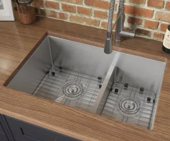 Outlet Low-Divide Undermount Tight Radius 60/40 Double Bowl 16 Gauge Stainless Steel Kitchen Sink Stainless Steel Sinks|Double Bowl Sinks