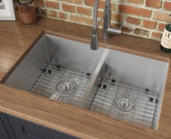 Outlet Low-Divide Undermount Tight Radius 50/50 Double Bowl 16 Gauge Stainless Steel Kitchen Sink Stainless Steel Sinks|Double Bowl Sinks